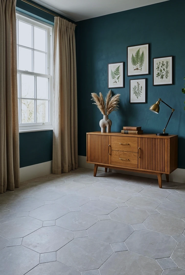 Geometric stone flooring
