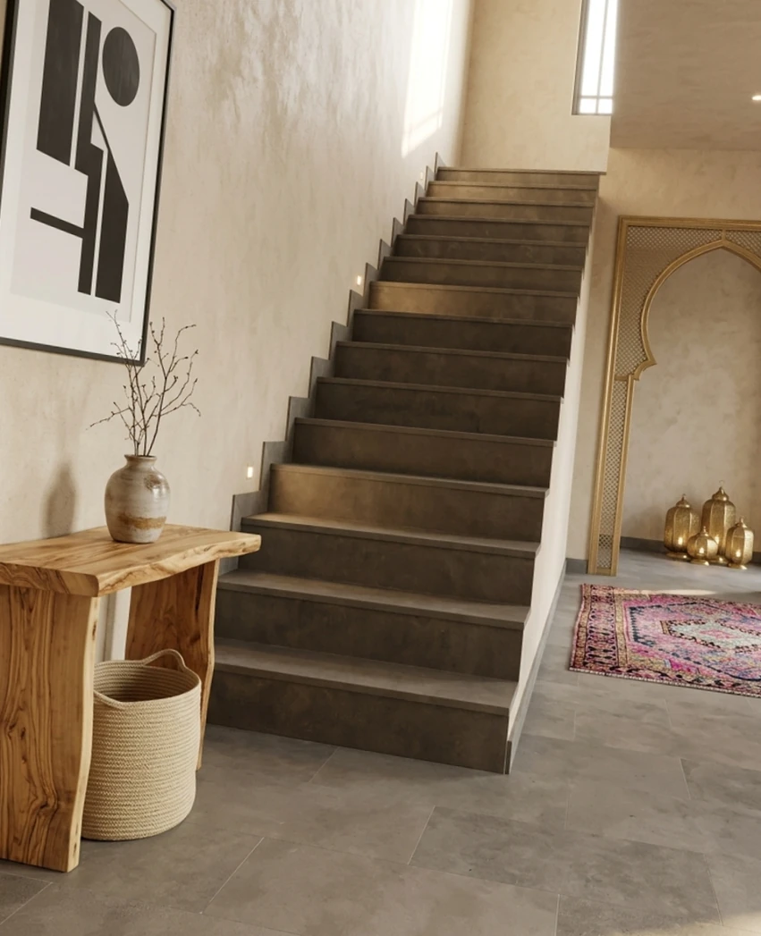 Dark stone staircase