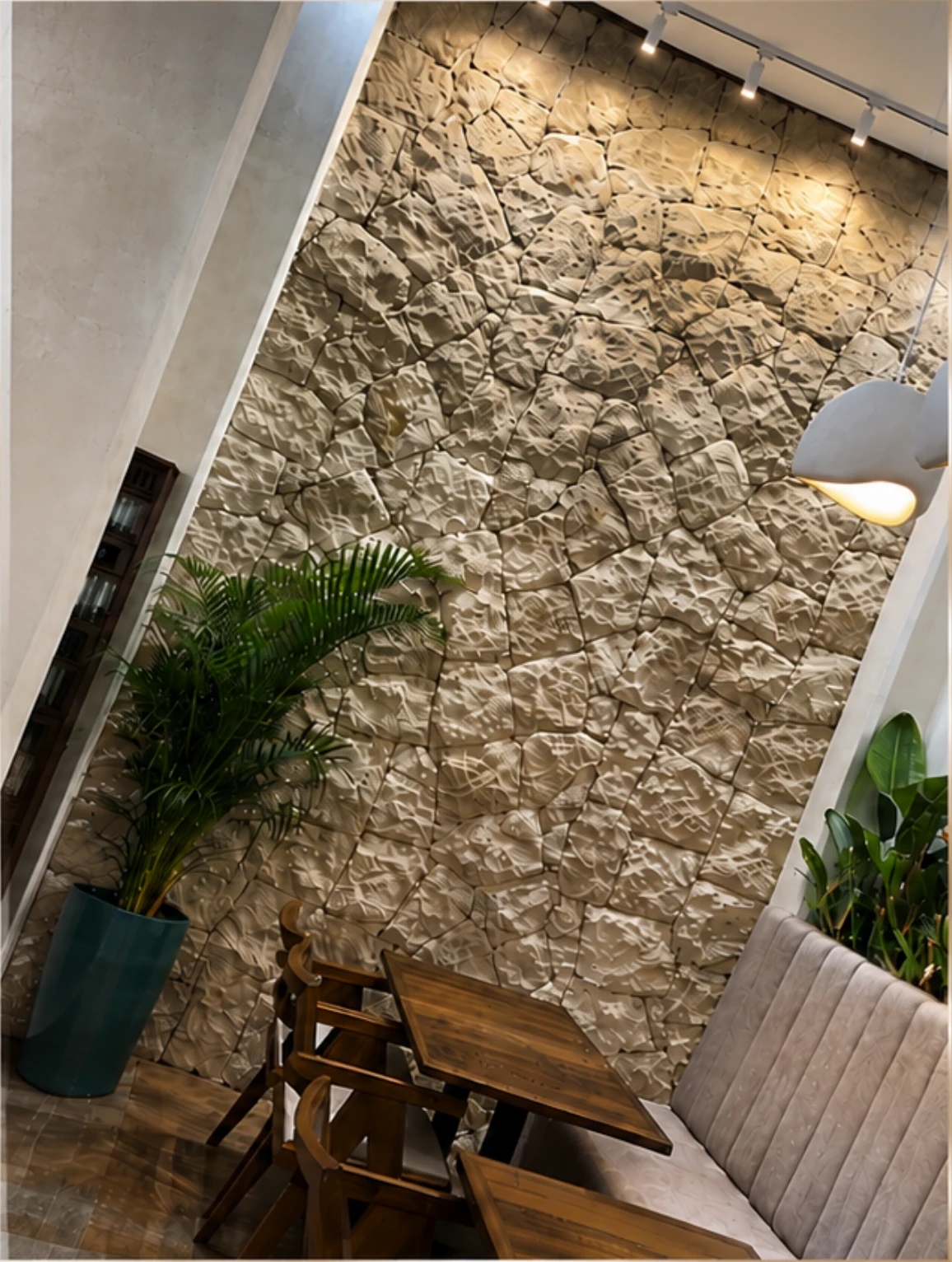 Interior stone feature wall