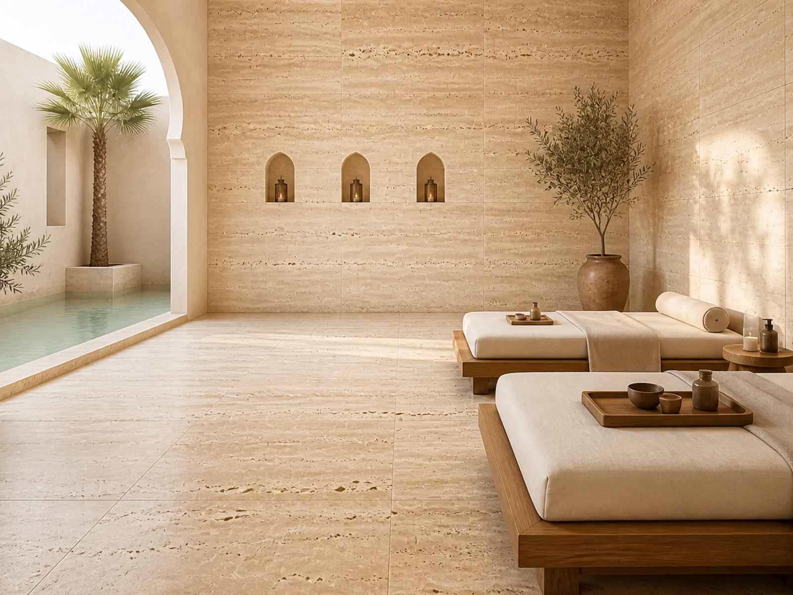 Travertine surface