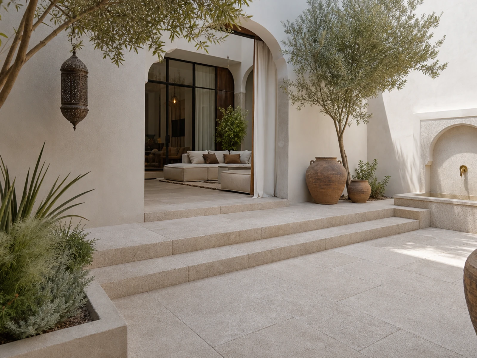 Viaza Beige Tumbled LBR used in an architectural application